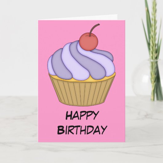 Paarse tweetone cupcake-kaart kaart (Voorkant)