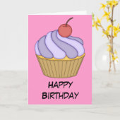 Paarse tweetone cupcake-kaart kaart (Gele Bloem)