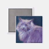 Paarse Twig magnet met gestyliseerde kat #1 (Voorkant / Achterkant)