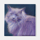 Paarse Twig magnet met gestyliseerde kat #1 (Voorkant)