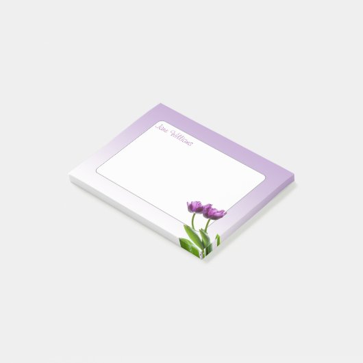 Paarse Twin Tulips Spring Floral fotografie Post-it® Notes (Schuin)