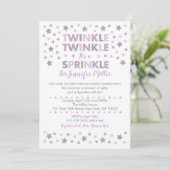 Paarse Twinkle Star Baby Sprinkle Kaart (Staand voorkant)