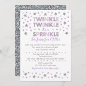 Paarse Twinkle Star Baby Sprinkle Kaart (Voorkant / Achterkant)