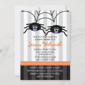 Paarse Twins Spider Halloween Baby shower nodigt u Kaart (Voorkant)