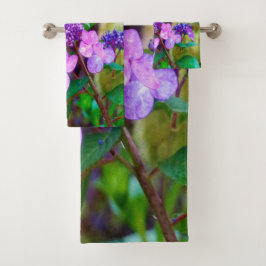 Paarse Twist and Shout Hortensia Bloem Bad Handdoek