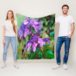 Paarse Twist and Shout Hortensia Bloem Fleece Deken