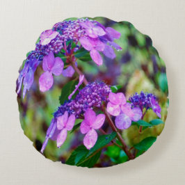 Paarse Twist and Shout Hortensia Bloem Rond Kussen
