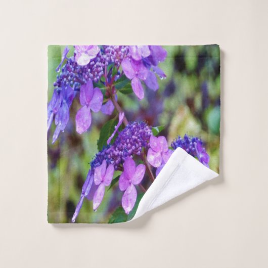 Paarse Twist en Shout Hydrangea Flower Bad Handdoek (Wasdoekje)