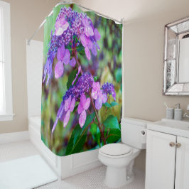 Paarse Twist en Shout Hydrangea Flower Douchegordijn