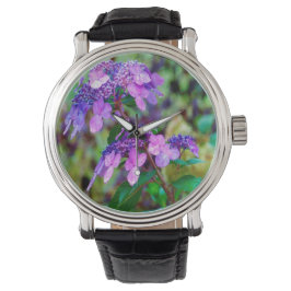 Paarse Twist en Shout Hydrangea Flower Horloge