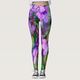 Paarse Twist en Shout Hydrangea Flower Leggings