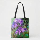 Paarse Twist en Shout Hydrangea Flower Tote Bag (Voorkant)