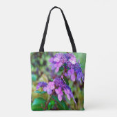 Paarse Twist en Shout Hydrangea Flower Tote Bag (Achterkant)