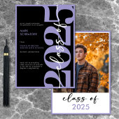 Paarse typografie Afstuderen aankondiging