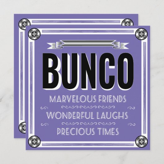  Paarse Typografie Bunco Kaart (Voorkant / Achterkant)