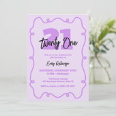 Paarse Typografie Eenvoudig Chic 21ste Verjaardags Kaart (Staand voorkant)