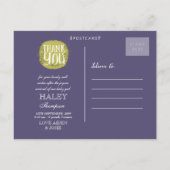 Paarse typografie Foto Baby Dank u Post Kaart (Achterkant)