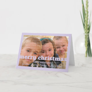 Paarse Typografie Merry Kerstmis Wenskaart Feestdagen Kaart