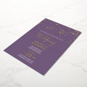 Paarse typografie trouwkaart met folie stempel uitnodiging (Gedraaid)