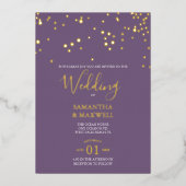 Paarse Typografie Weddenschap Folie Uitnodiging (Voorkant)