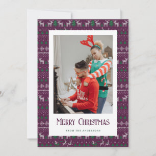 Paarse Ugly KerstSweater Photo Holiday Cards Feestdagenkaart