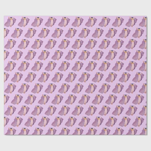 Paarse uil Afstuderen cadeauverpakking Cadeaupapier (Vlak)