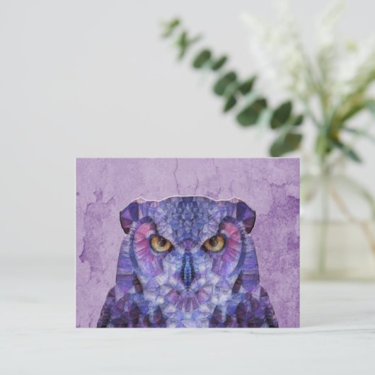 paarse uil briefkaart (Staand voorkant)