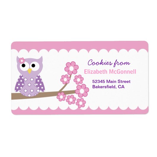 Paarse Uil Custom Baking Labels of Stickers (Voorkant)
