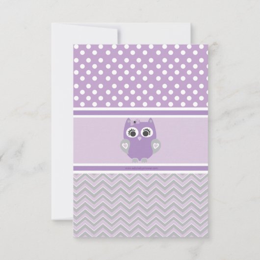 Paarse UIL dank u kaart baby shower, verjaardag (Achterkant)