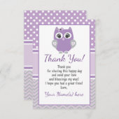 Paarse UIL dank u kaart baby shower, verjaardag (Voorkant / Achterkant)