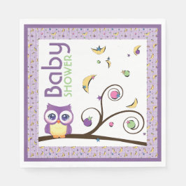 Paarse Uil Geslachtsonzijdige Baby Shower Maan Ste Servet