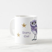 Paarse Uil Gouden Sterren Koffiemok (Voorkant links)