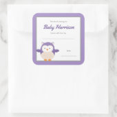 Paarse Uil meisje Bookplate sticker (Tas)