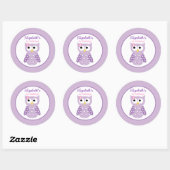 Paarse Uil Meisje Ronde Custom Favor Sticker (Vel)