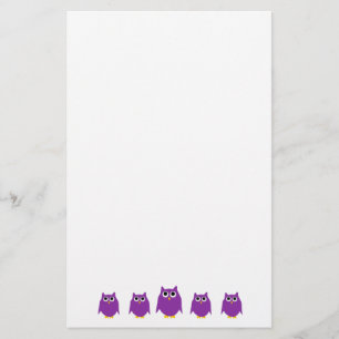 Paarse Uil Ontwerp Briefpapier