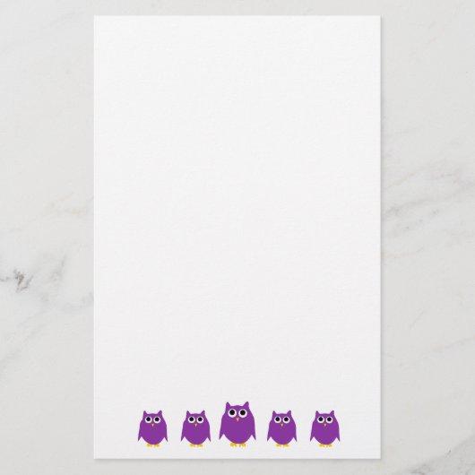 Paarse Uil Ontwerp Briefpapier (Voorkant)