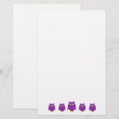Paarse Uil Ontwerp Briefpapier (Voorkant / Achterkant)