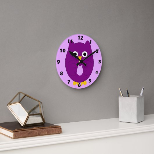 Paarse Uil Ontwerp Ronde Klok (Kantoor)