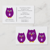 Paarse uil ontwerp visitekaartje (Voorkant / Achterkant)