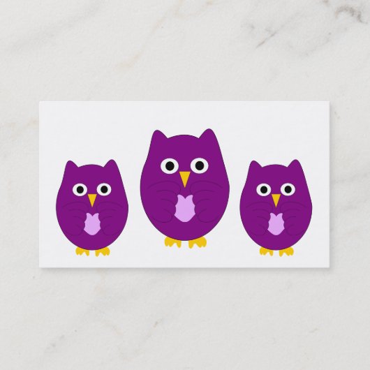Paarse uil ontwerp visitekaartje (Achterkant)