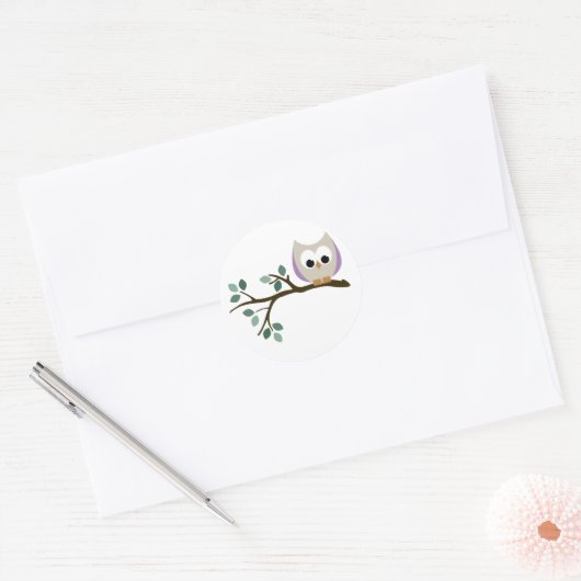 Paarse Uil Stickers (Envelop)