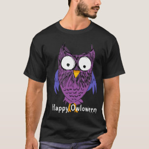 paarse uil voor halloween t-shirt