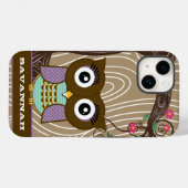 Paarse Uil Wood Grain Tree Zig Zag Kies Kleuren Case-Mate iPhone Case (Achterkant (horizontaal))