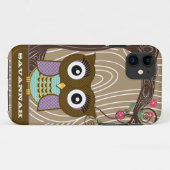 Paarse Uil Wood Grain Tree Zig Zag Kies Kleuren Case-Mate iPhone Case (Achterkant (horizontaal))