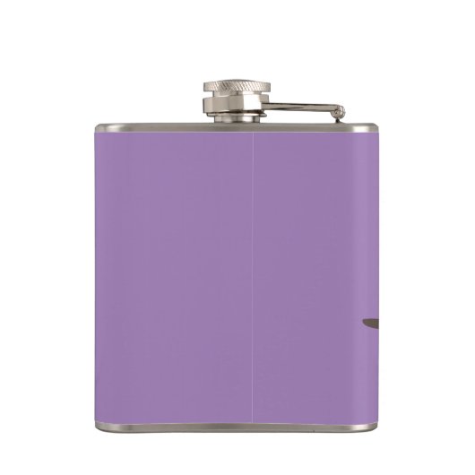 Paarse uil zittend op een kolf heupfles (Achterkant)