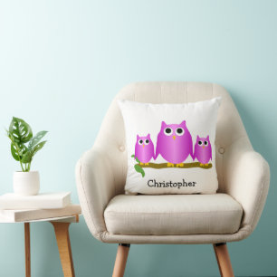 Paarse Uilen Ontwerp Gepersonaliseerd Kussen