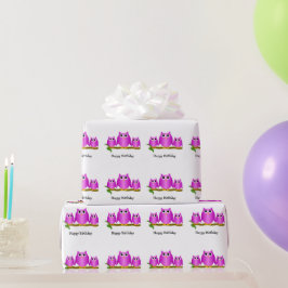 Paarse Uilen Ontwerp Verjaardagscadeau Cadeaupapier