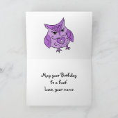 Paarse uilen verjaardag kaart (Binnen)