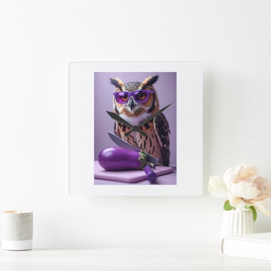 Paarse Uilenklok Vierkante Klok (Huis)