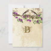 Paarse uitlakkerafdeling  vogels weduwschap RSVP Kaart (Achterkant)